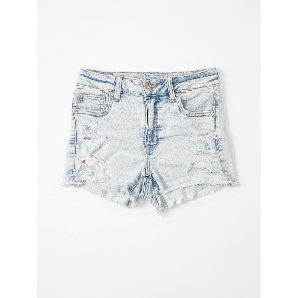 American Eagle Next Level Stretch Hi Rise Shortie Booty Jean Shorts 2 Light Wash